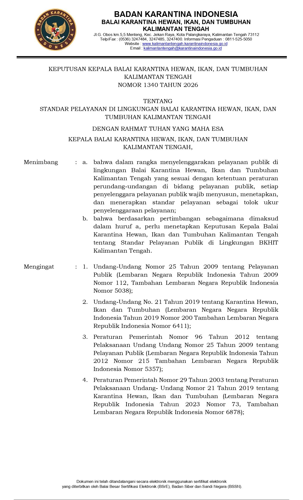 SK Standar Layanan Halaman 1